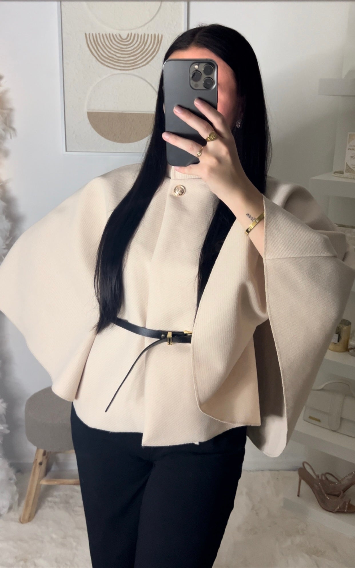 Cape beige avec ceinture